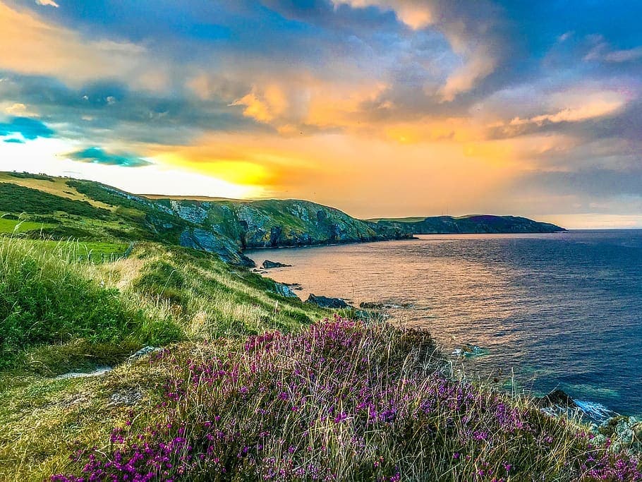 isle of man port grenaugh hills sunset